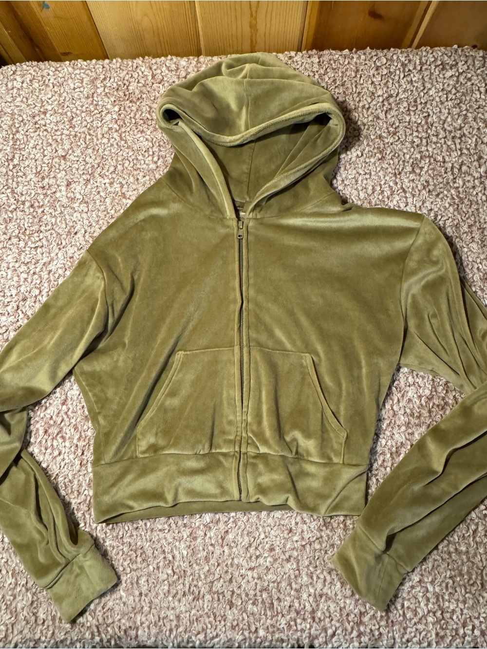 SKIMS Velour Zip-Up Hoodie Brown Size Small